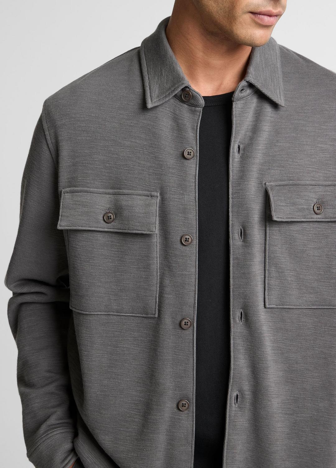 Double-Slub Cotton-Blend Shirt Jacket in Jackets SLATE | VINCE Men