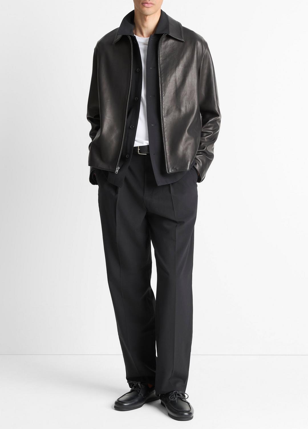 Leather Zip-Up Jacket in Leather Jackets BLACK | VINCE Men