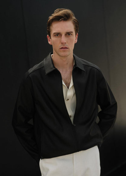 Leather Zip-Up Jacket in Leather Jackets BLACK | VINCE Men