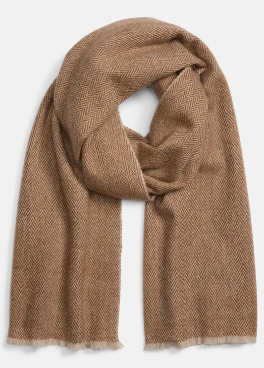 Herringbone Cashmere Scarf in Scarves & Hats WALNUT/HEATHER OAT | VINCE Men