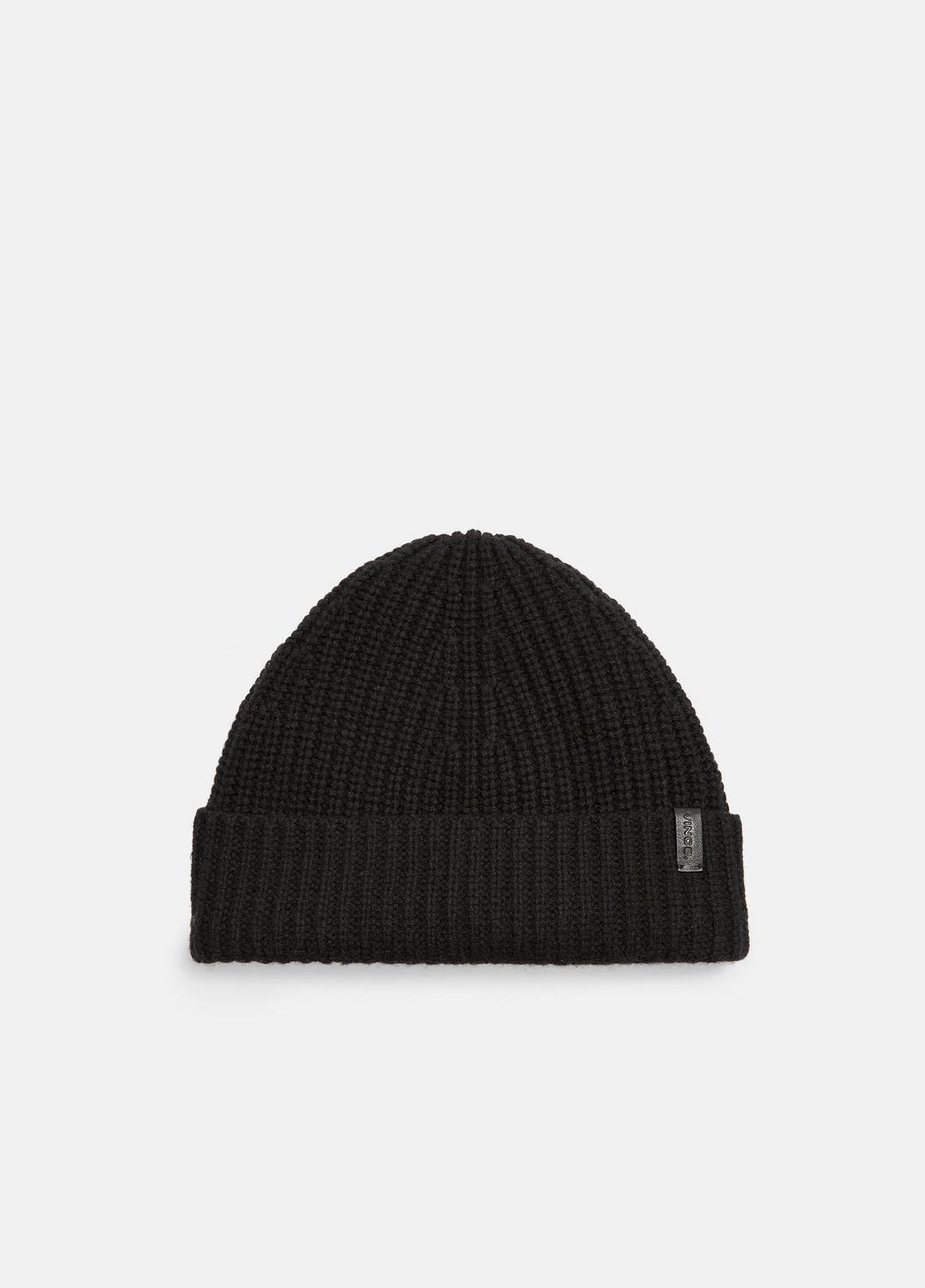 Cashmere Shaker-Stitch Beanie in Scarves & Hats BLACK | VINCE Men