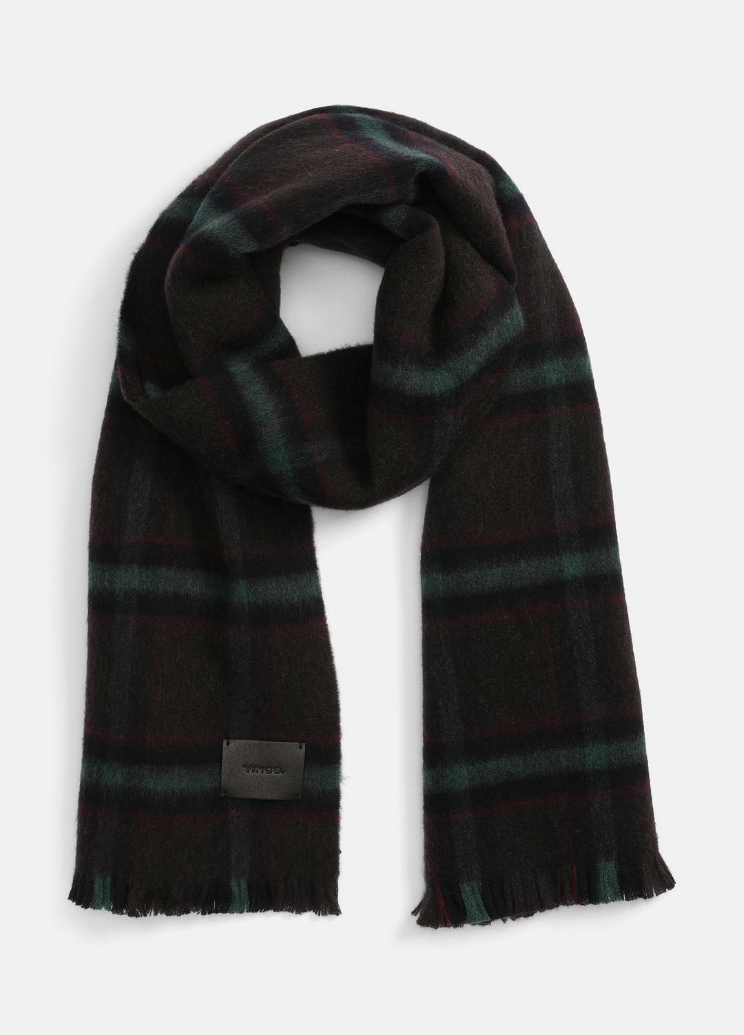 Brushed Holme Plaid Wool Scarf in Scarves & Hats BROWN | VINCE Men