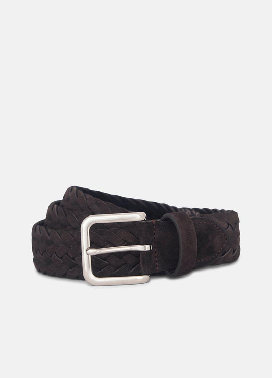 Men's 35mm Woven Suede Belt in Belts CHOCOLATE/PALLADIUM | VINCE Men
