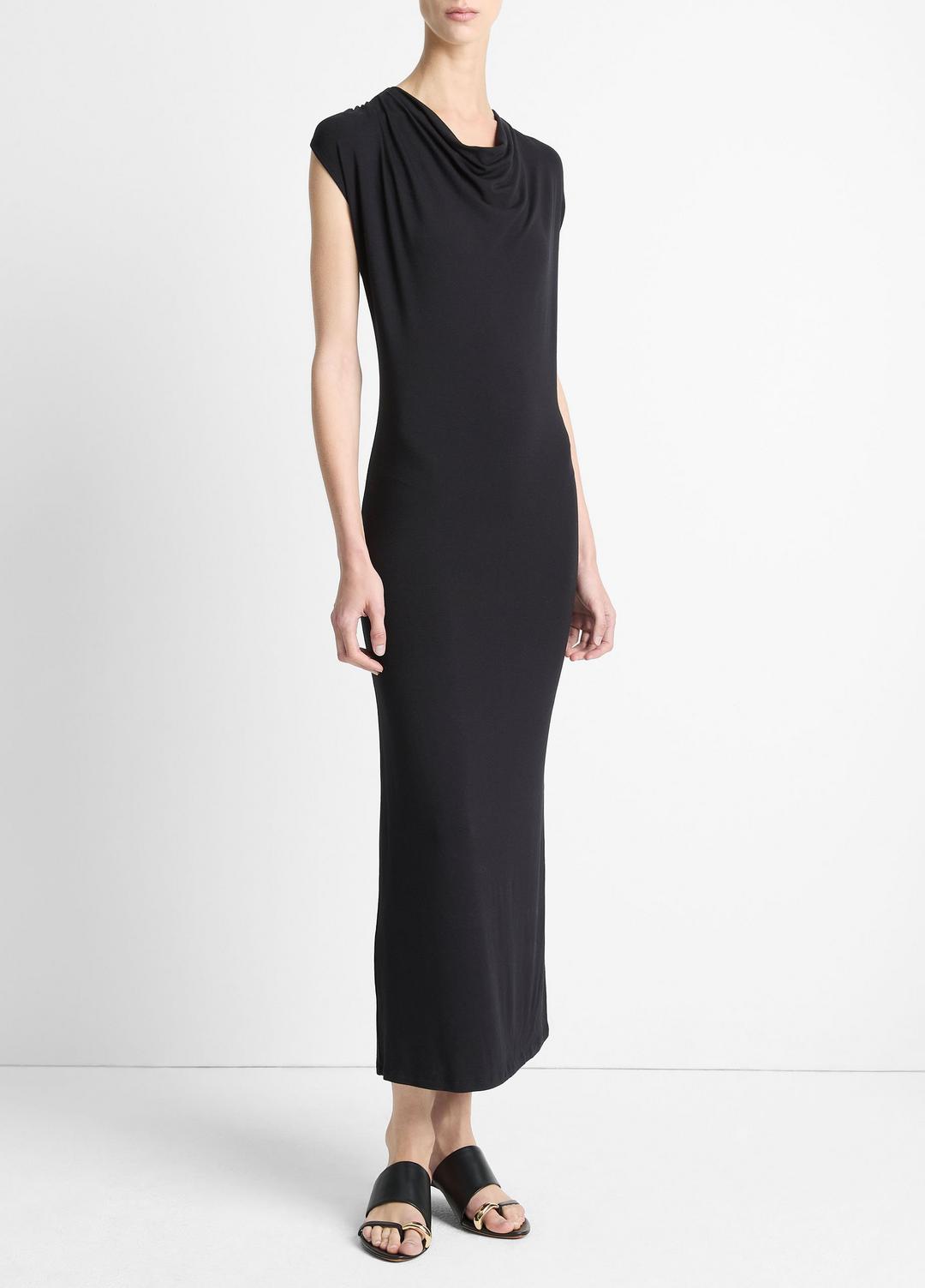 Jersey Draped Cowl-Neck Dress in Dresses & Skirts BLACK | VINCE Sale