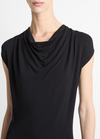 Jersey Draped Cowl-Neck Dress in Dresses & Skirts BLACK | VINCE Sale