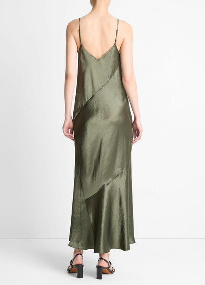 Paneled Satin Bias Slip Dress in Dresses & Skirts HERBA | VINCE Sale