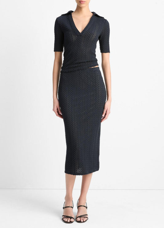 Textural Cotton Midi Skirt in Dresses & Skirts COASTAL BLUE | VINCE Sale