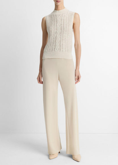 Cable Cotton-Blend Double-Layer Shell in Sweaters OFF WHITE/GOLD CLIFF | VINCE Sale
