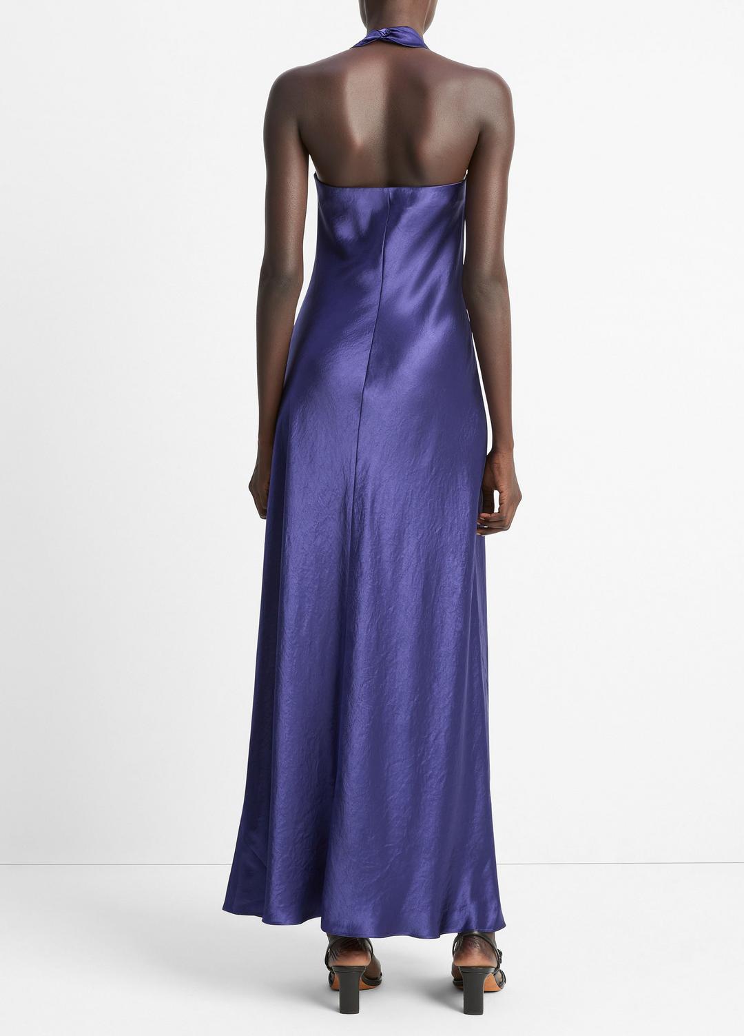 Satin Cowl-Neck Maxi Dress in Dresses & Skirts DEEP IRIS | VINCE Sale