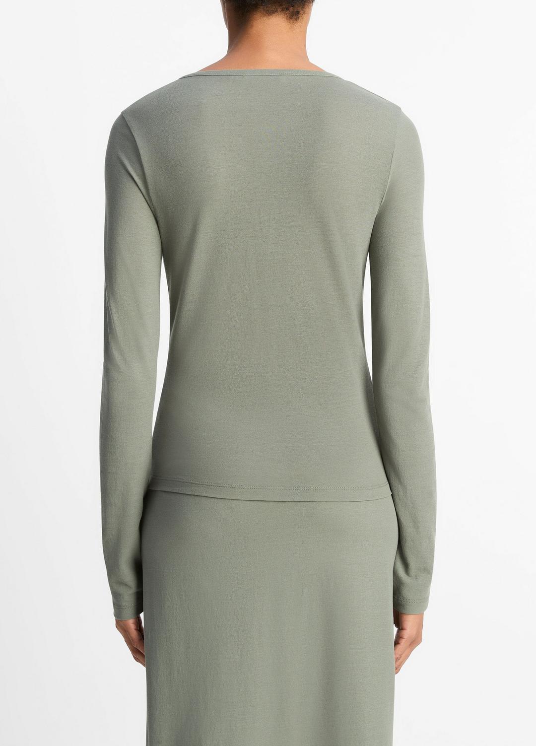 Cotton Crepe Jersey Cardigan in Shirts & Tees CLAY SAGE | VINCE Sale
