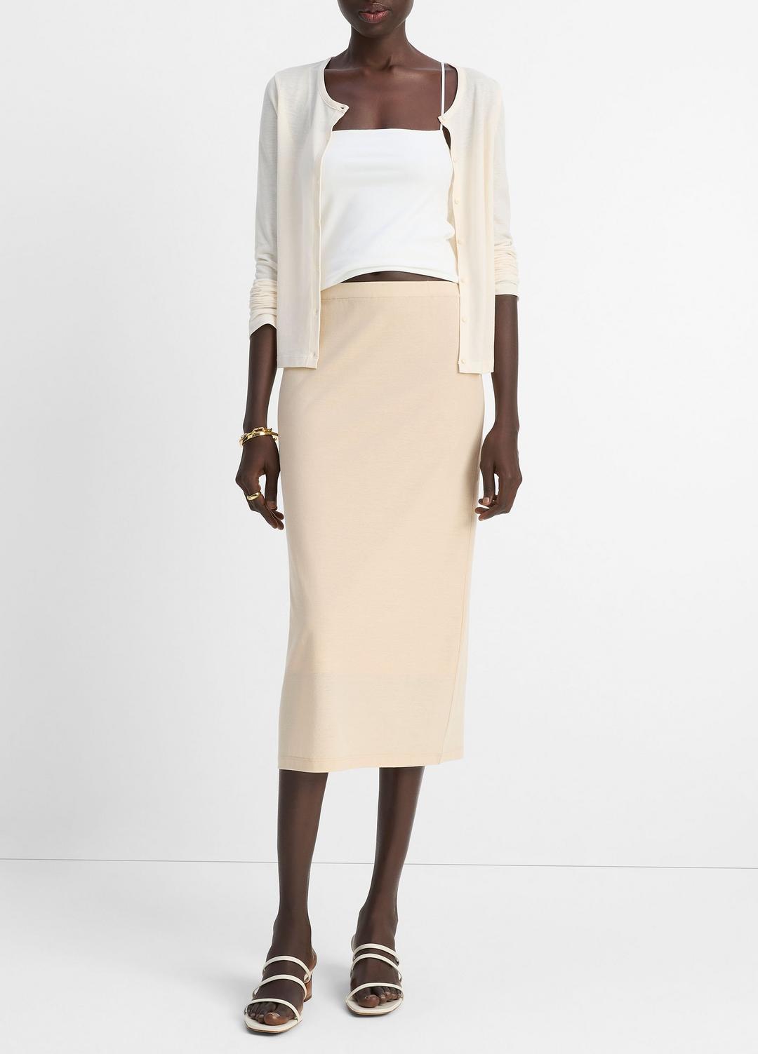Cotton Crepe Jersey Cardigan in Shirts & Tees OAT SHELL | VINCE Sale