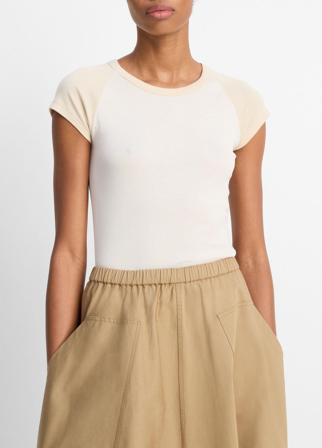 Colorblock Pima Cotton Raglan T-Shirt in Shirts & Tees OAT SHELL COMBO | VINCE Sale