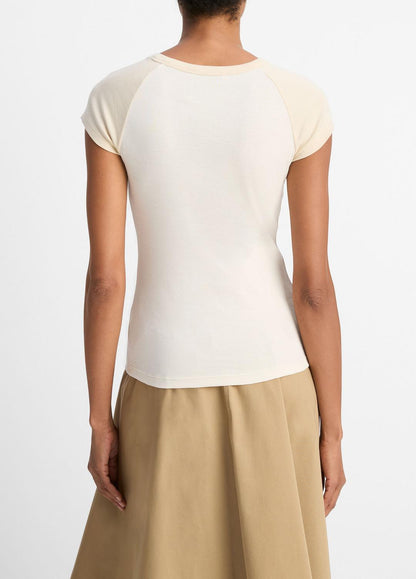 Colorblock Pima Cotton Raglan T-Shirt in Shirts & Tees OAT SHELL COMBO | VINCE Sale