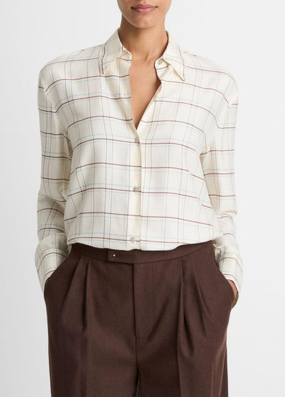 Checked Plaid Button-Front Shirt in Shirts & Tees CREAM MULTI | VINCE Sale