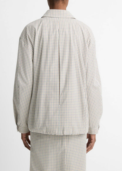 Gardener's Check Cotton Oversized Bomber Jacket in Jackets & Outerwear STONE/TAN | VINCE Sale