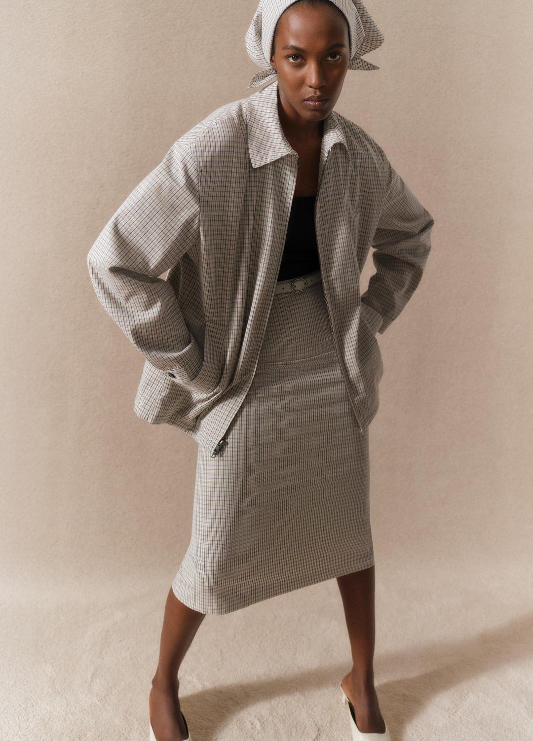 Gardener's Check Cotton Oversized Bomber Jacket in Jackets & Outerwear STONE/TAN | VINCE Sale