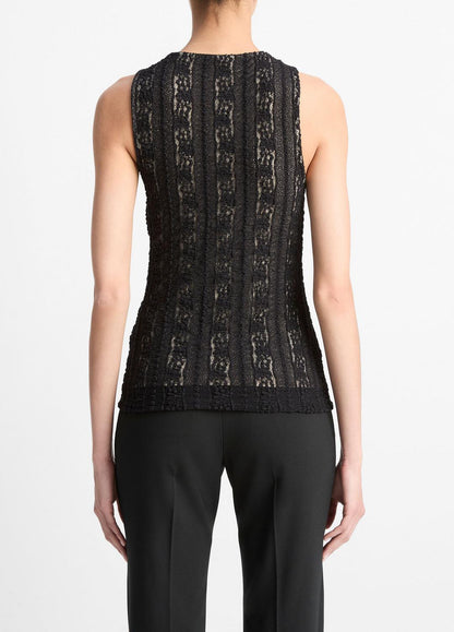 Smocked Lace Shell in Shirts & Tees BLACK | VINCE Sale