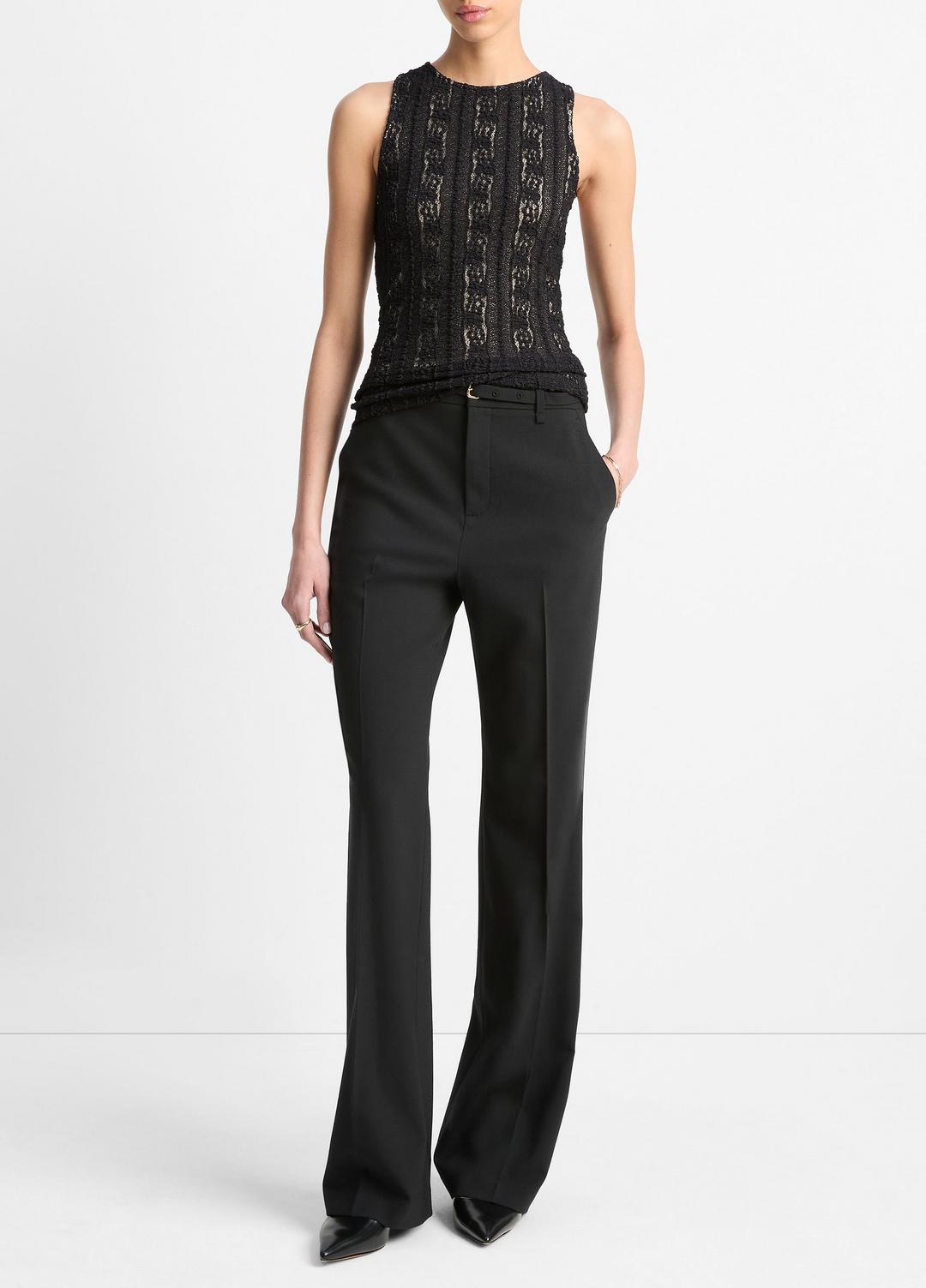 Smocked Lace Shell in Shirts & Tees BLACK | VINCE Sale