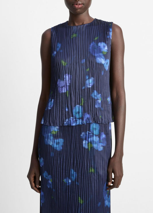 Poppy Blur Crushed Satin Shell in Shirts & Tees MIDNIGHT | VINCE Sale