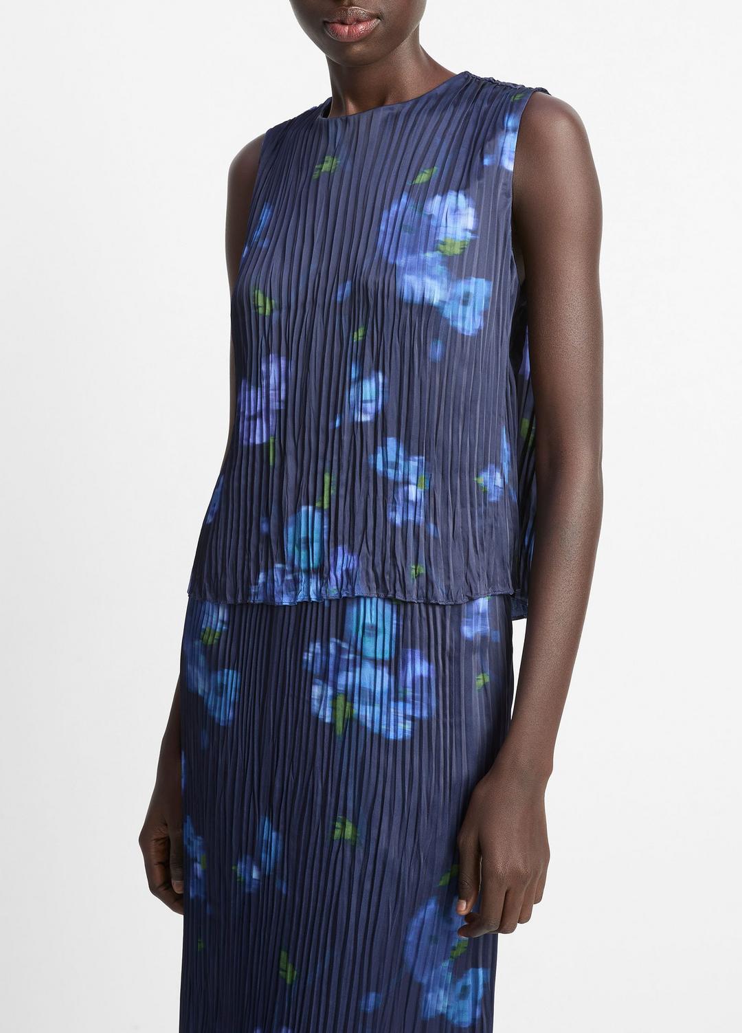 Poppy Blur Crushed Satin Shell in Shirts & Tees MIDNIGHT | VINCE Sale