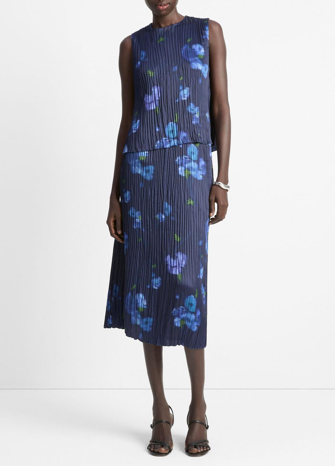 Poppy Blur Crushed Satin Shell in Shirts & Tees MIDNIGHT | VINCE Sale