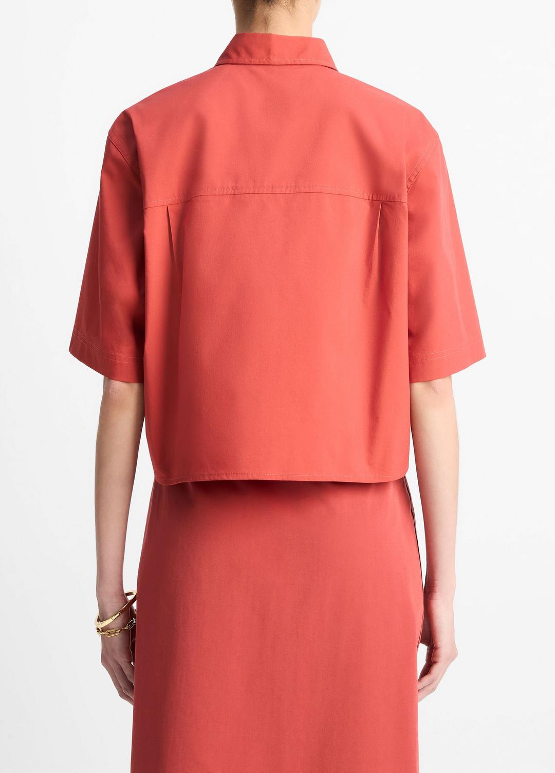 Cotton Short-Sleeve Cropped Shirt in Shirts & Tees BRICK ROSE | VINCE Sale