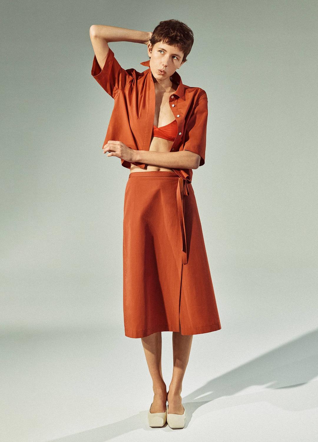 Cotton Short-Sleeve Cropped Shirt in Shirts & Tees BRICK ROSE | VINCE Sale
