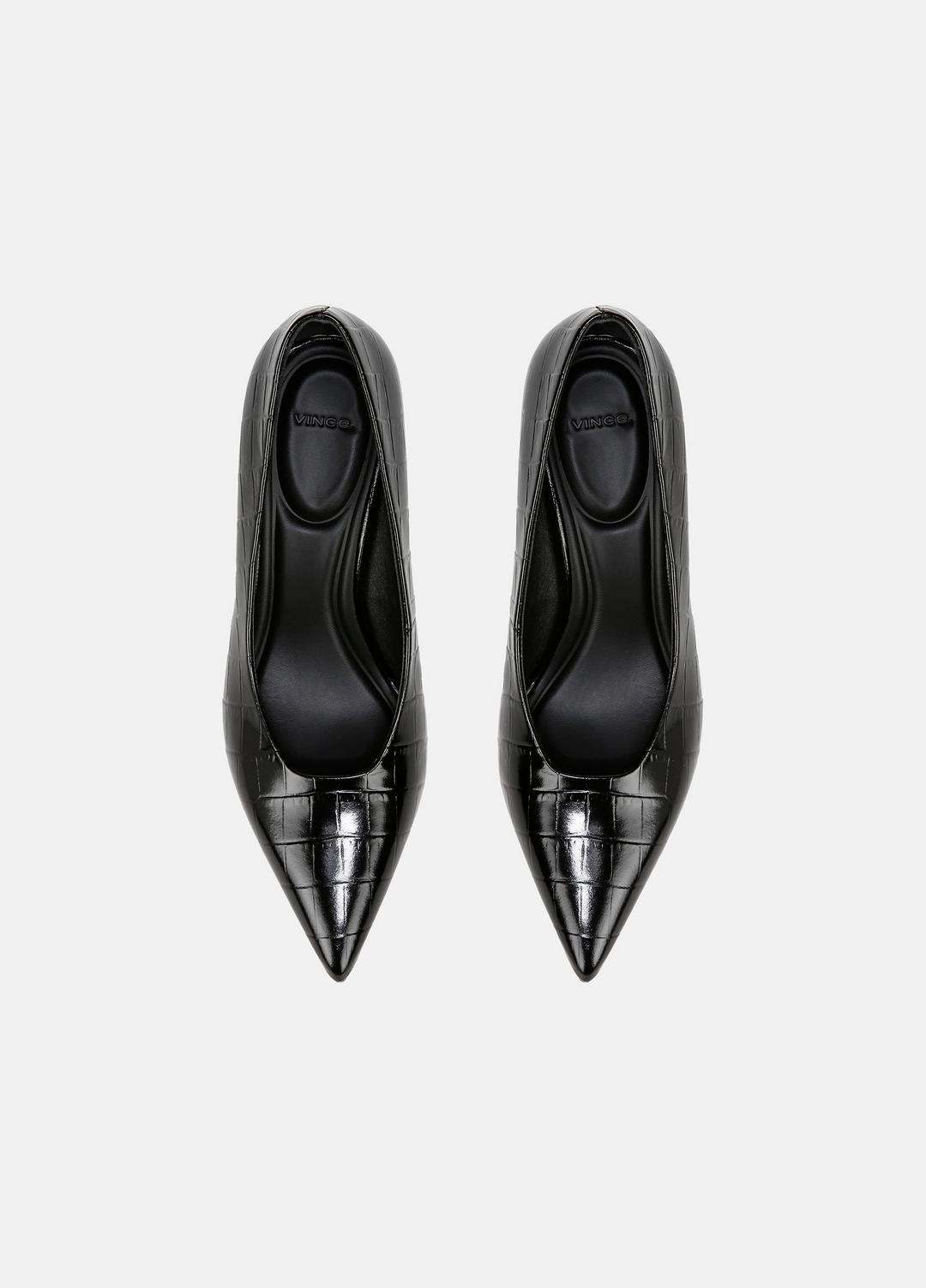 Diane Croc-Embossed Leather Pump in Shoes BLACK | VINCE Sale