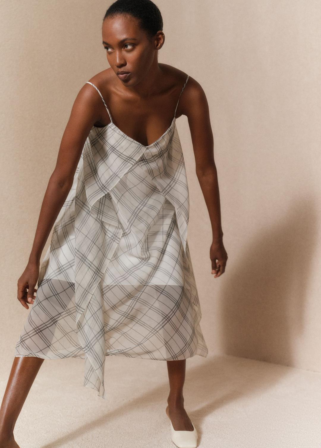 Fenced Plaid Layered Dress in Dresses & Skirts OFF WHITE/GREY | VINCE Sale