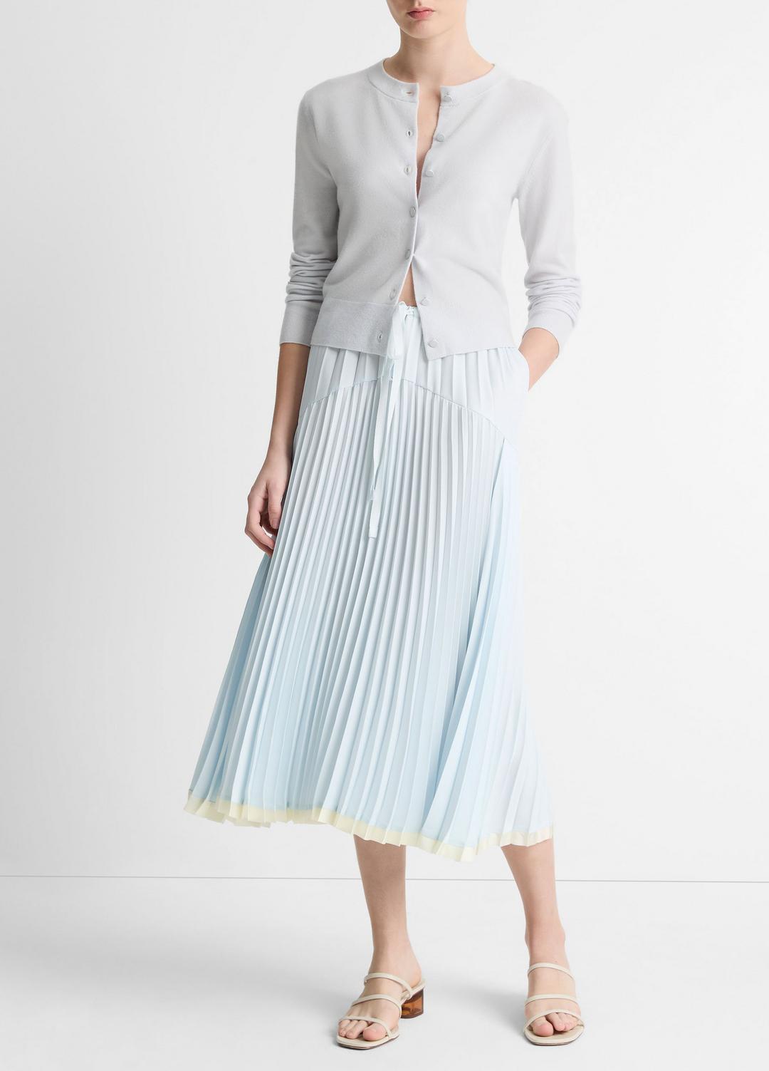 Pleated Satin Tiered Skirt in Dresses & Skirts SKY MIST | VINCE Sale
