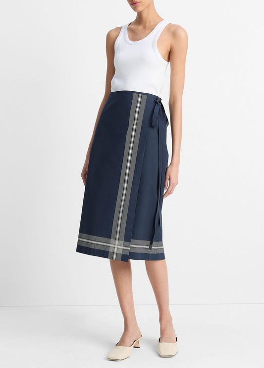 Handkerchief-Stripe Straight Wrap Skirt in Dresses & Skirts COASTAL BLUE/PALE CANYON | VINCE Sale
