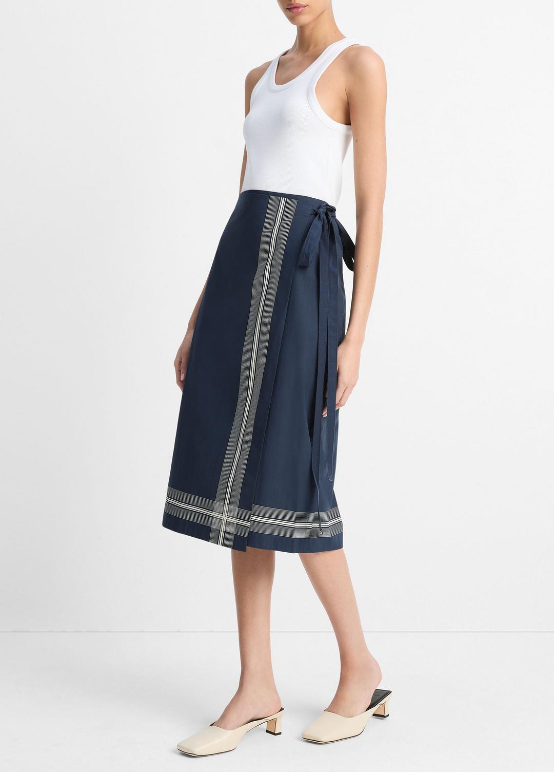 Handkerchief-Stripe Straight Wrap Skirt in Dresses & Skirts COASTAL BLUE/PALE CANYON | VINCE Sale