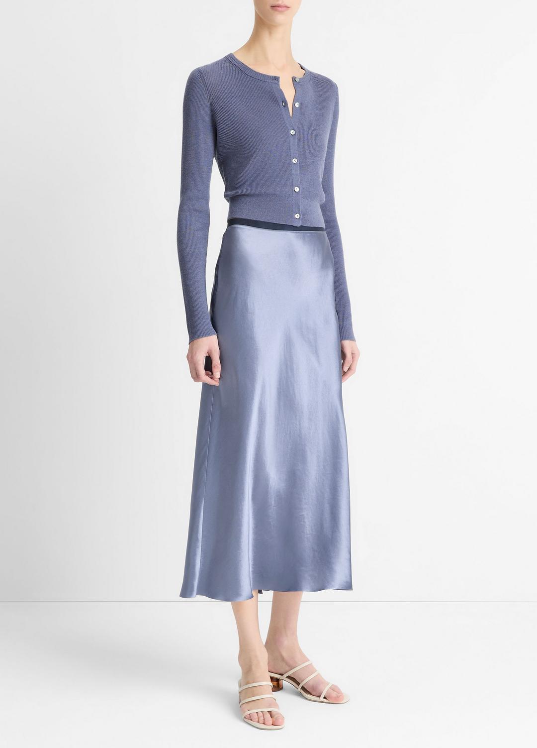 Contrast-Waistband Satin Bias Skirt in Dresses & Skirts MAUVE THISTLE | VINCE Sale