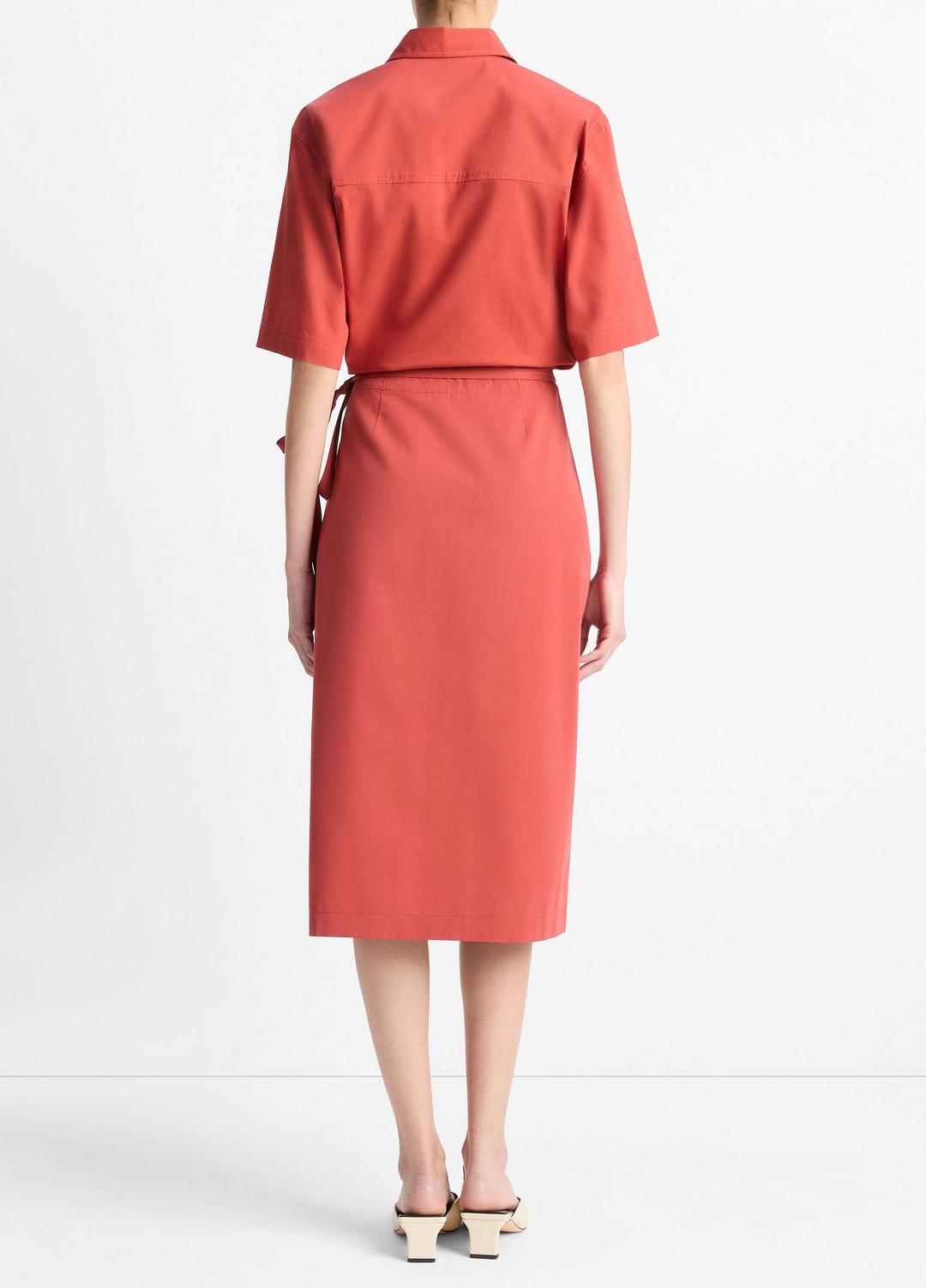 Cotton-Blend Straight Wrap Skirt in Dresses & Skirts BRICK ROSE | VINCE Sale