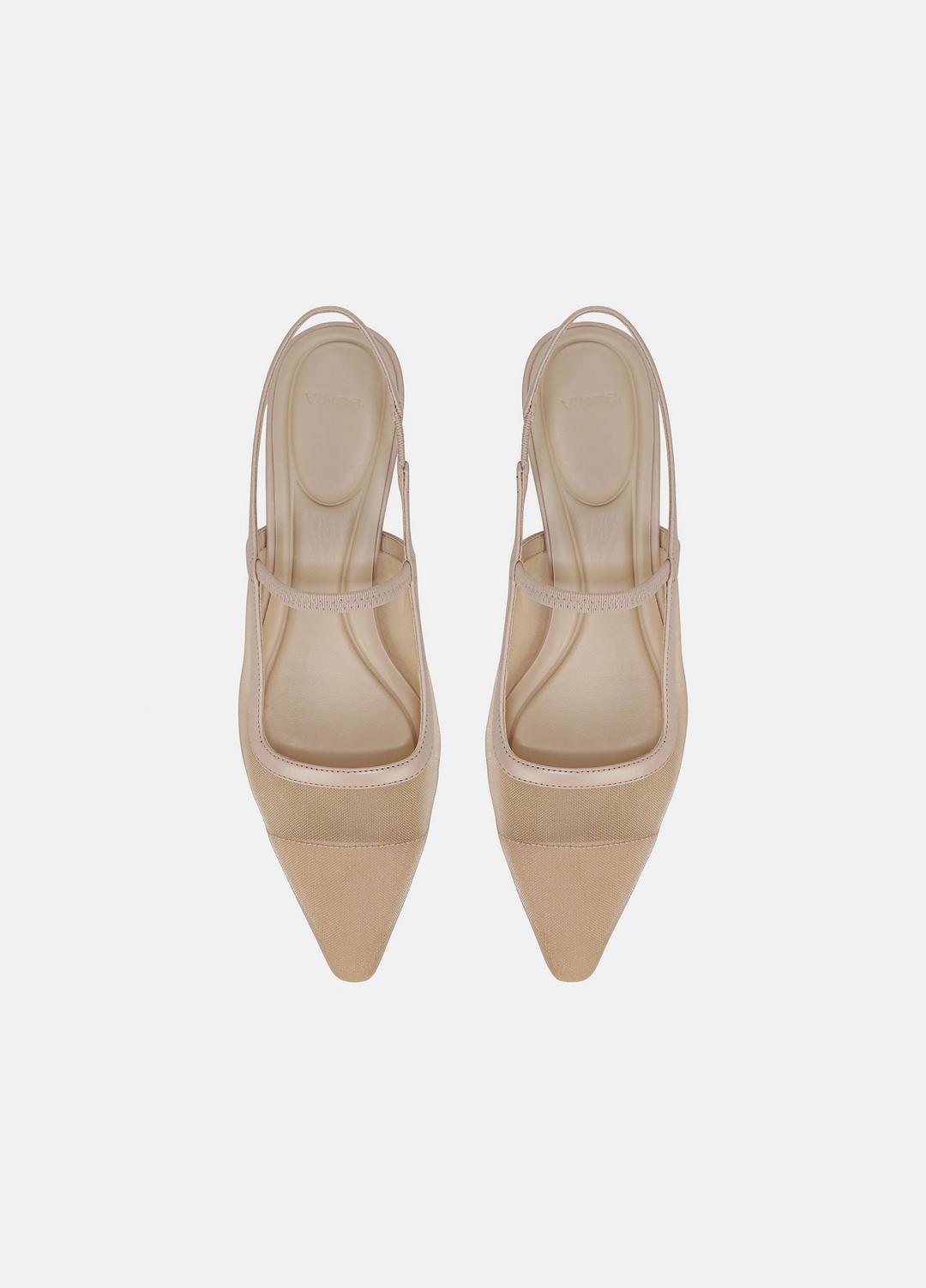 Venice Leather and Mesh Slingback Kitten Heel in Shoes BIRCH SAND | VINCE Sale