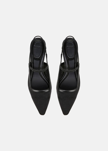 Venice Leather and Mesh Slingback Kitten Heel in Shoes BLACK | VINCE Sale