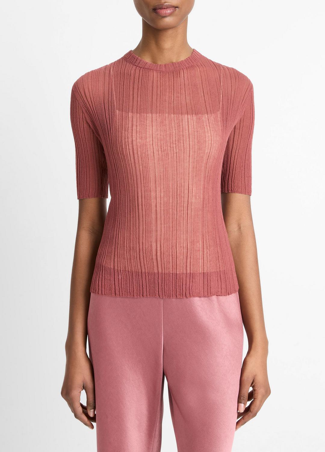 Italian Cotton-Blend Double-Layer Top in Sweaters ROSE JAM/SABBIA | VINCE Sale