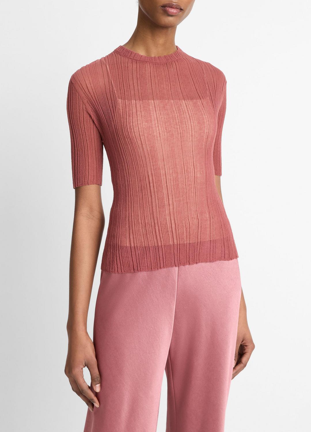 Italian Cotton-Blend Double-Layer Top in Sweaters ROSE JAM/SABBIA | VINCE Sale