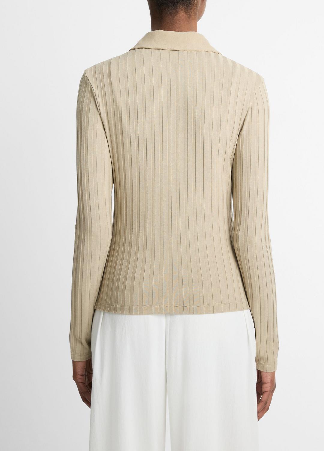Ribbed Collared Long-Sleeve Button-Front Top in Shirts & Tees MOJAVE | VINCE Sale