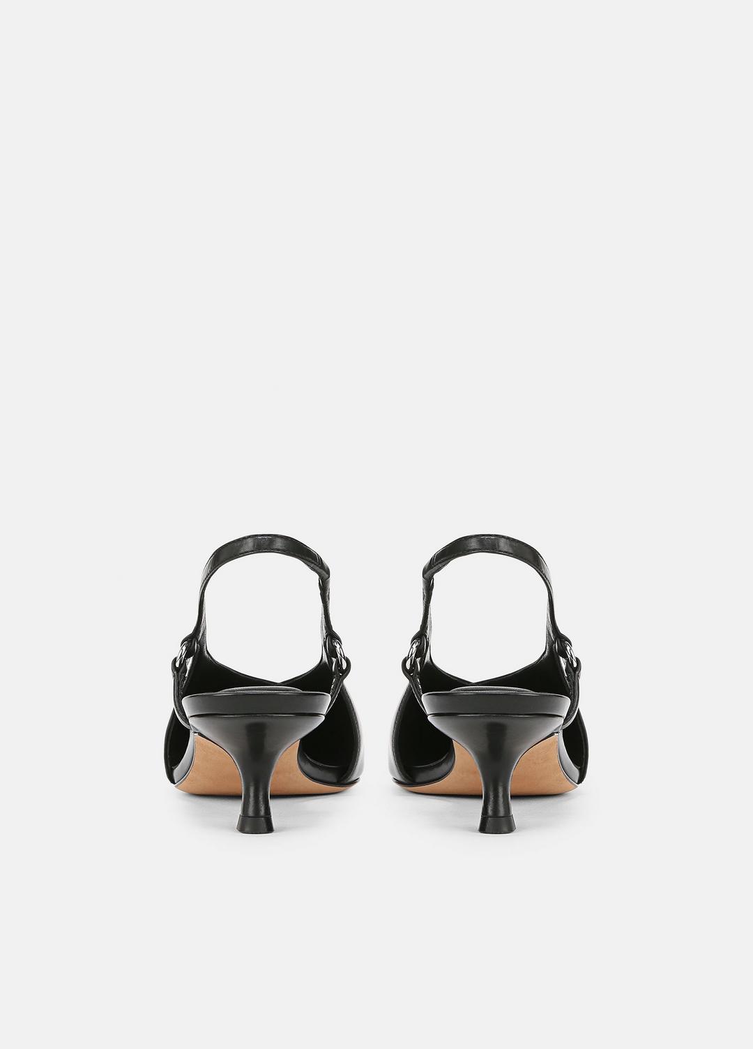 Sabrina Leather Slingback Kitten Heel in Shoes BLACK | VINCE Sale