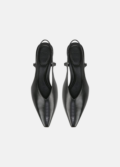 Sabrina Leather Slingback Kitten Heel in Shoes BLACK | VINCE Sale