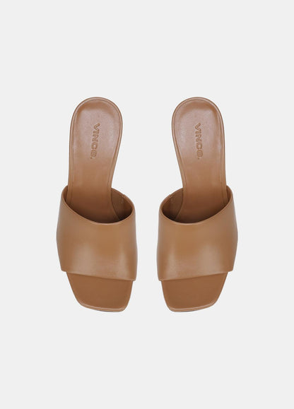 Pia Leather Wedge Sandal in Shoes TAN | VINCE Sale