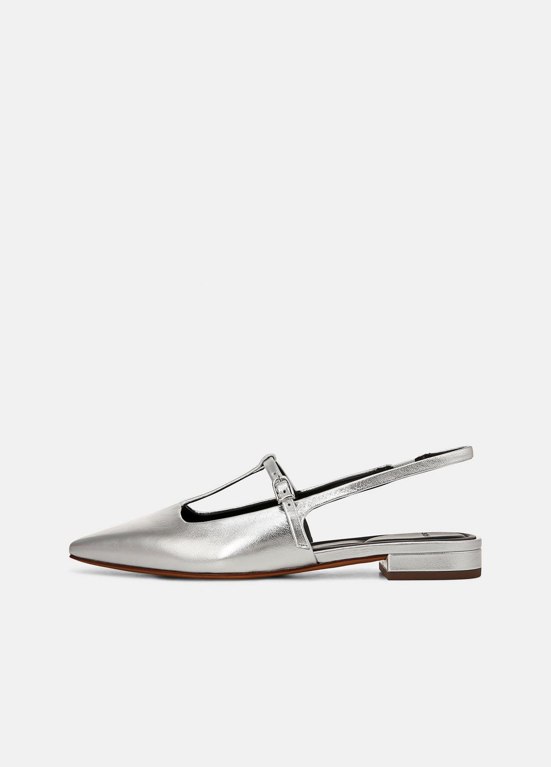 Iliana Metallic Leather Slingback Flat in Shoes SILVER | VINCE Sale