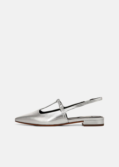 Iliana Metallic Leather Slingback Flat in Shoes SILVER | VINCE Sale