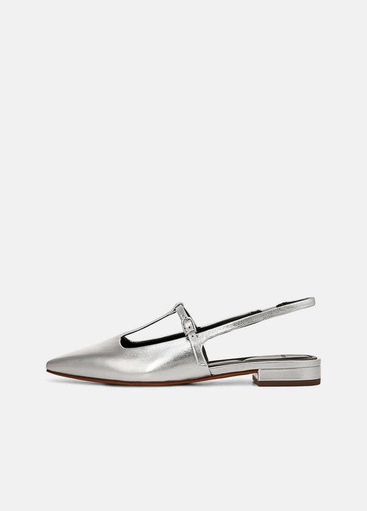 Iliana Metallic Leather Slingback Flat in Shoes SILVER | VINCE Sale