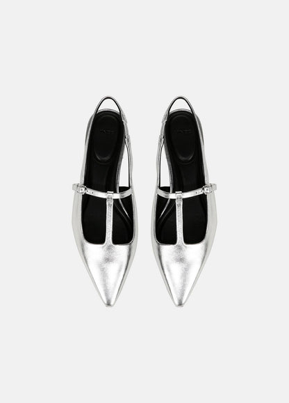 Iliana Metallic Leather Slingback Flat in Shoes SILVER | VINCE Sale
