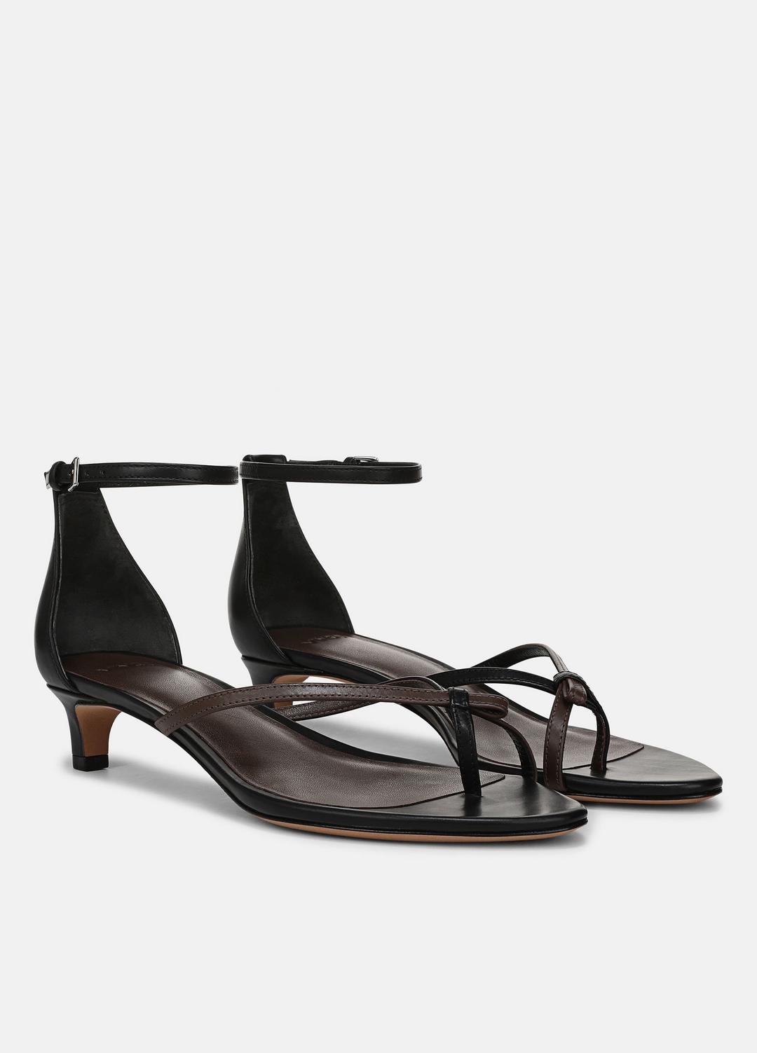 Siri Leather Heeled Sandal in Shoes BLACK/NUTWOOD | VINCE Sale